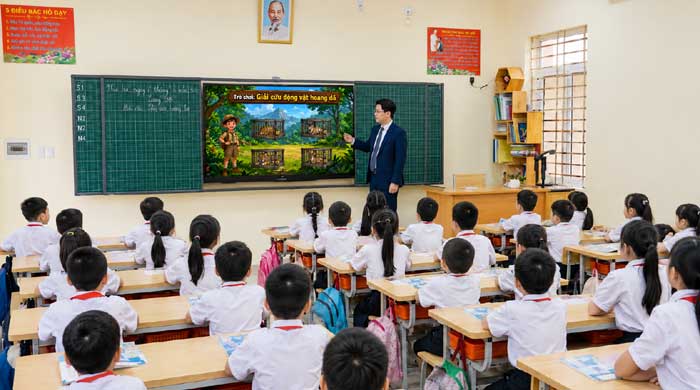 Trò chơi giải cứu động vật hoang dã trong phần khởi đọng của bài giảng Ch Kh